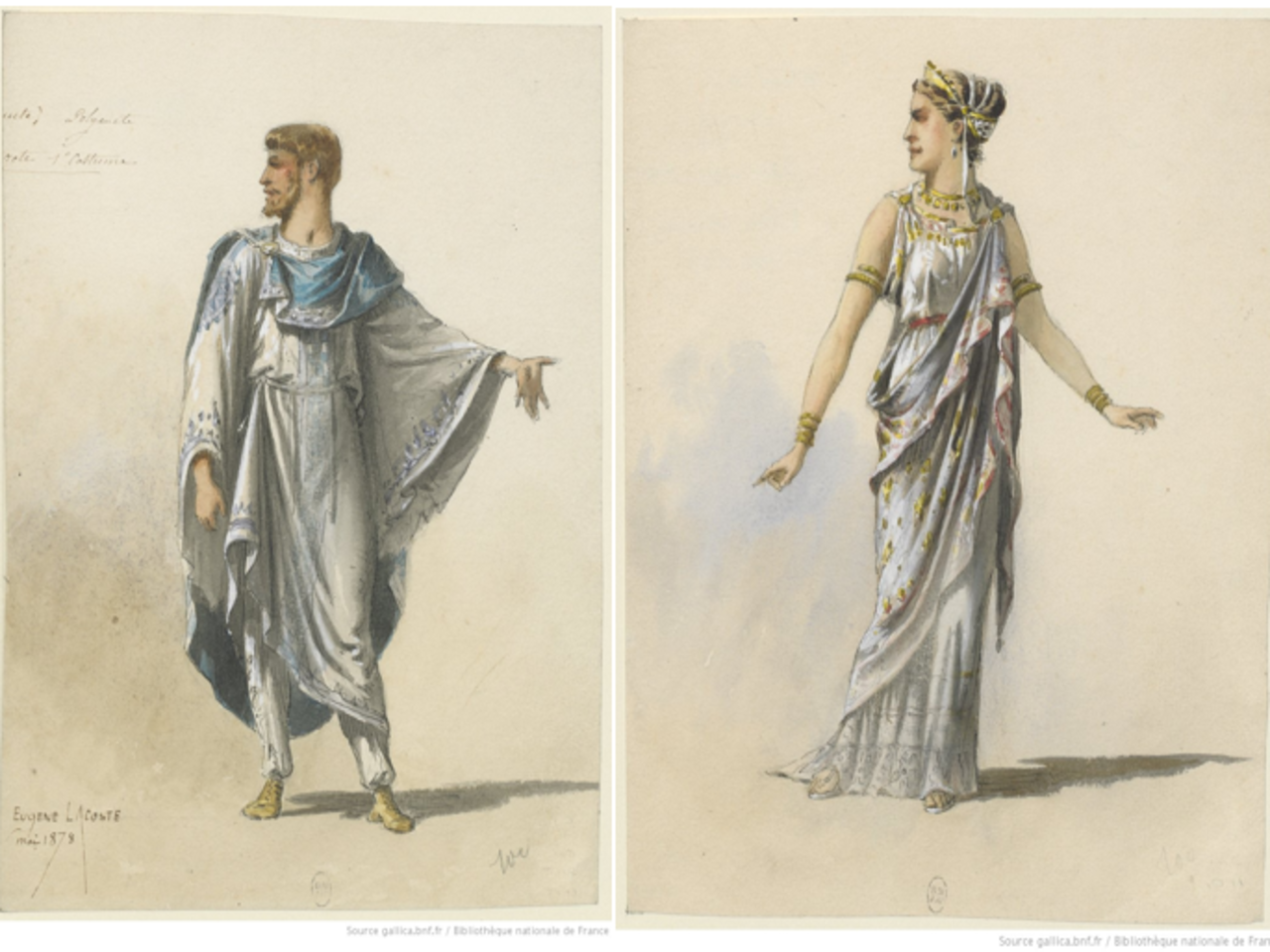 Dessins maquette de costume de Pierre Eugène Lacoste