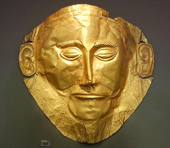 Photographie du masque d'Agamemnon