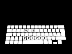 pictogramme, clavier avec lettres composant vie privée