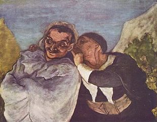 tableau de Daumier, un personnage parlant à l'oreille de l'autre