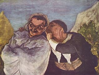 tableau de Daumier, un personnage parlant à l'oreille de l'autre
