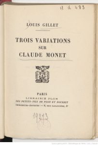 couverture de Trois variations sur Claude Monet