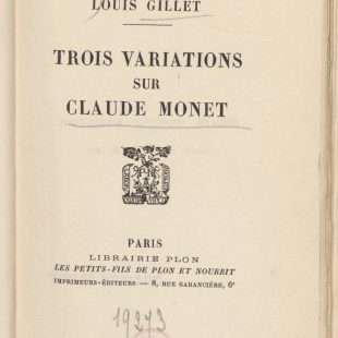 couverture de Trois variations sur Claude Monet