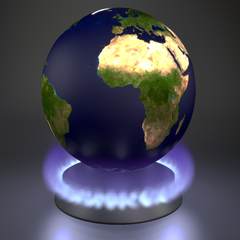 un globe terrestre sur un feu de cuisinière