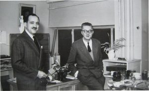 Jobic Le Bihan dans le bureau de Jean Bruneau chez Decré vers 1956