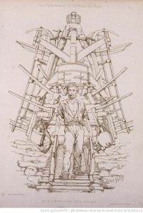 Le bûcheron et ses outils, gravure de Théophile Schuler 