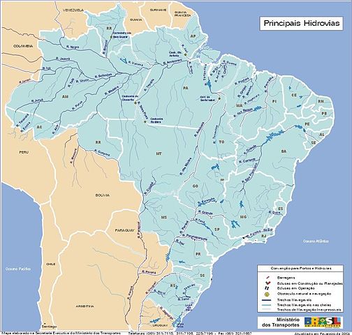 Domaine public carte des cours d'eau brésiliens