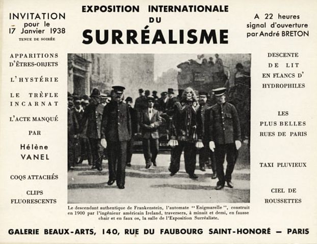 Carton d'invitation pour l'exposition internationale du surréalisme à Paris, 1938