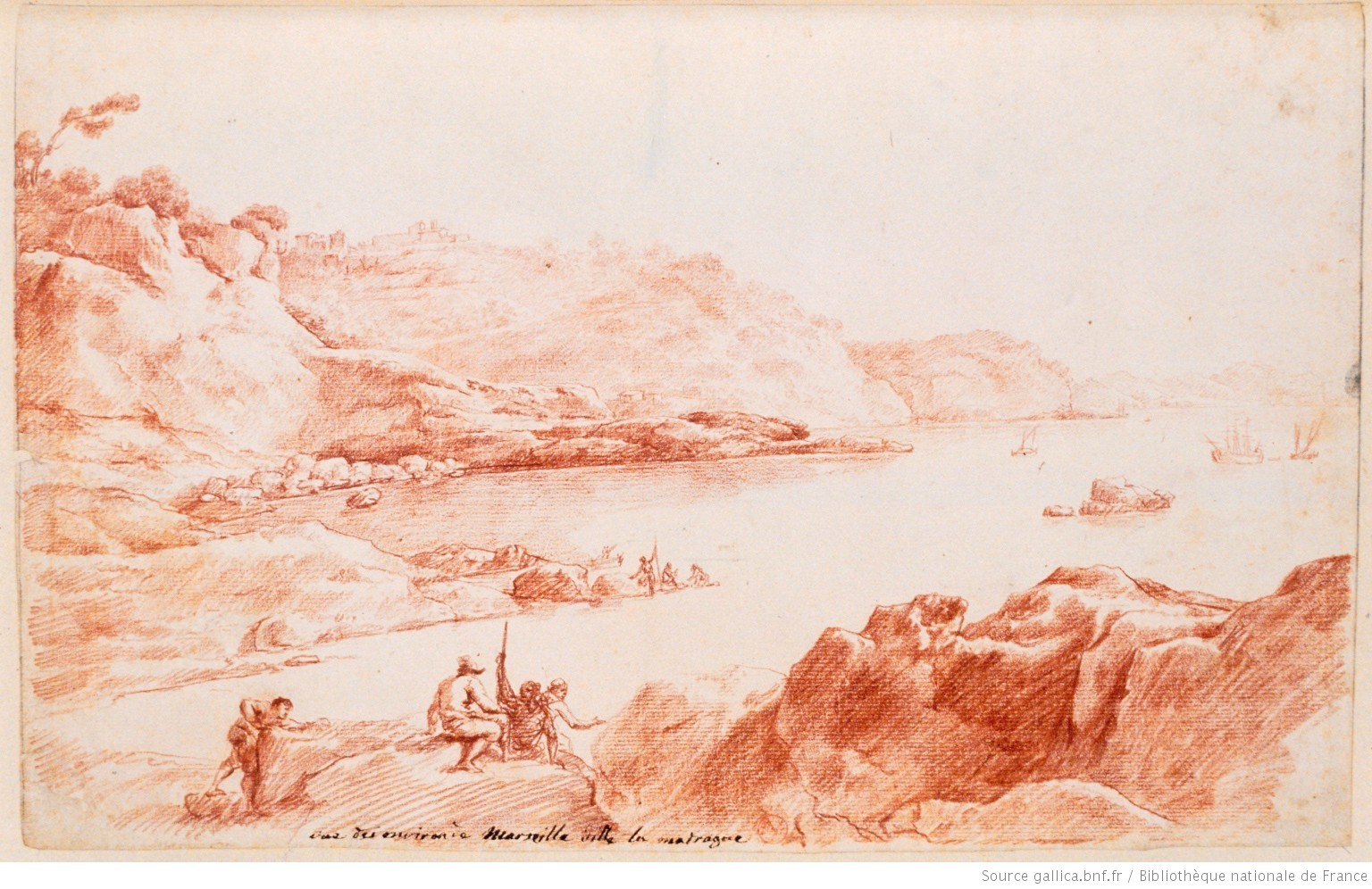 Vue des environs de Marseille dite la Madrague, dessin 18e