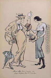 Caricature de Chanel, "Le grand monde à l'envers" / Georges Goursat (Sem), 1919