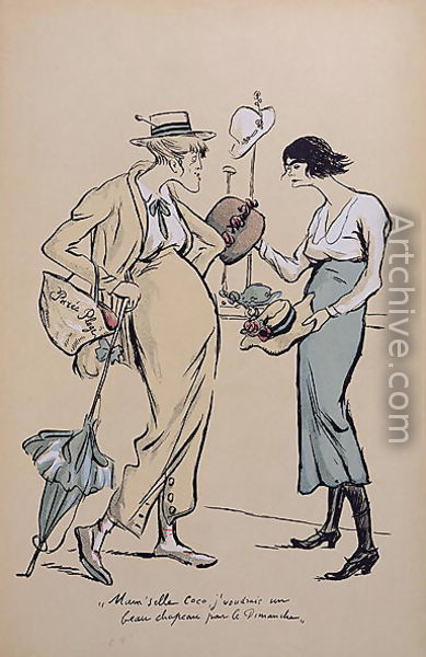 Caricature de Chanel, "Le grand monde à l'envers" / Georges Goursat (Sem), 1919