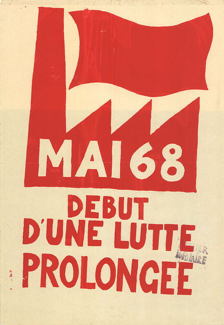Affiche de mai 68, un symbole d'usine avec la phrase Début d'une lutte prolongée