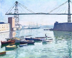 Tableau de Marquet : le pont transbordeur de Marseille, 1918