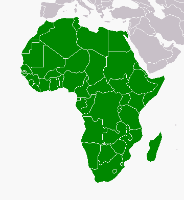 Carte de l’Afrique en vert.