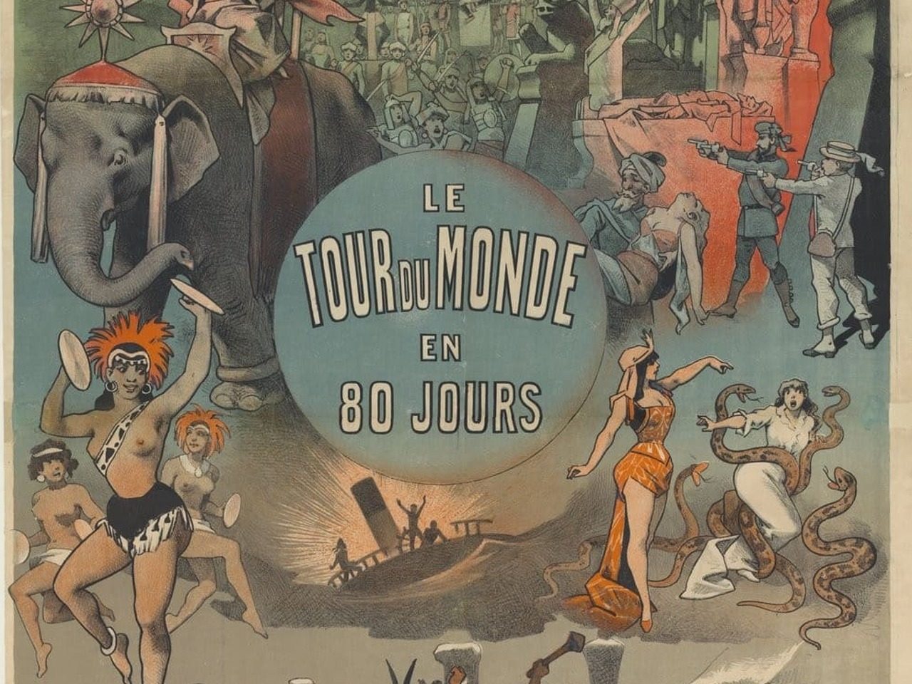 Affiche du théâtre du Chatelet de représentation du Tour du monde en 80 jours