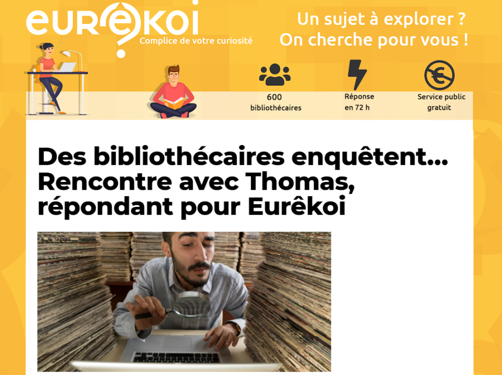 Copie d'écran de l'article-interview de Thomas, répondant Eurêkoi par le magazine Neon.
