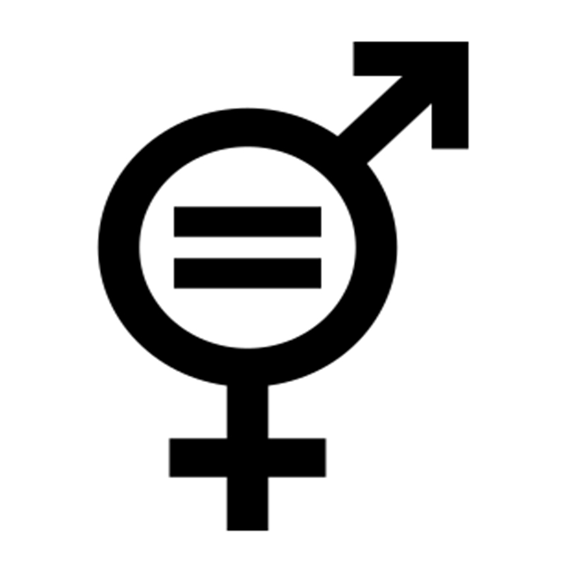 Symbole signifiant "égalité des sexes" qui fusionne deux autres symboles : celui de la femme et celui de l'homme