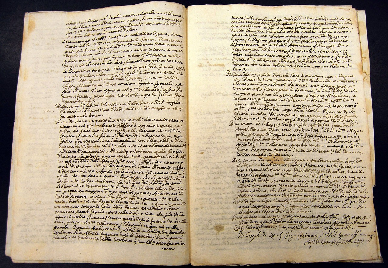 Pages d'un manuscrit ouvert