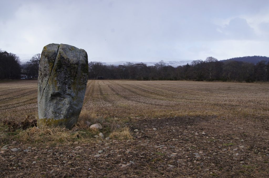 photo d'un menhir en plein champ