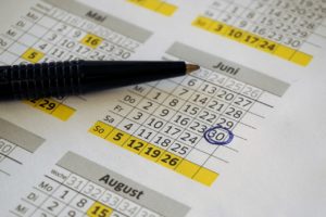 calendrier avec une date entourée