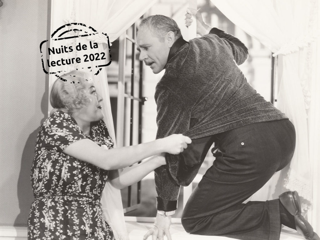 photographie en noir et blanc d'une femme qui empêche un homme de s'en aller