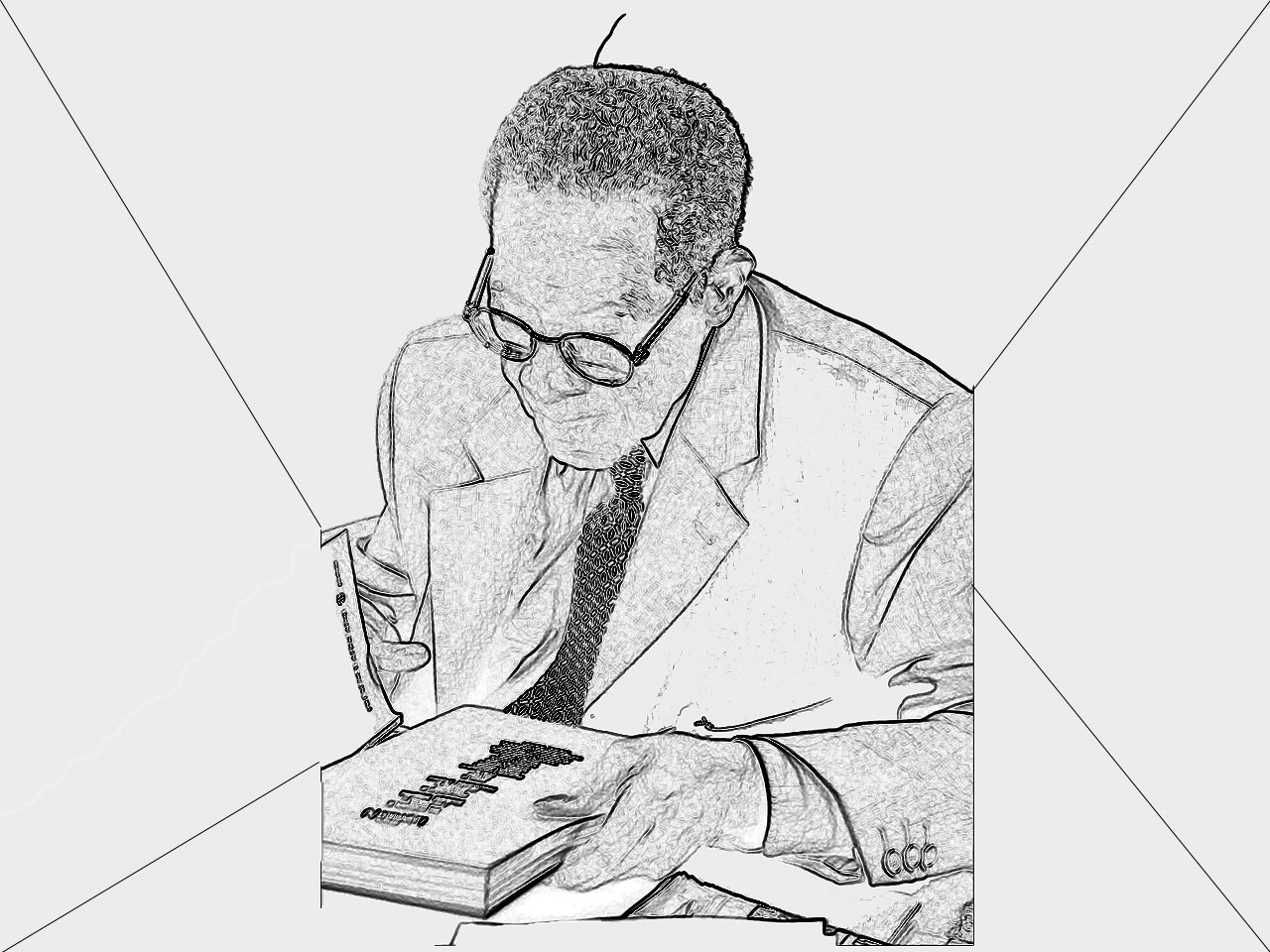 Illustration d'après une photographie d'Aimé Césaire