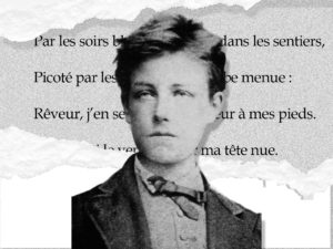 Collage effectué d'après une photographie de Rimbaud faite par Étienne Carjat)en octobre 1871, à 17 ans
