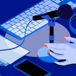 illustration d'un micro et d'un casque lors d'un enregistrement de podcast