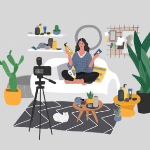 Illustration d'une influenceuse en train de se filmer