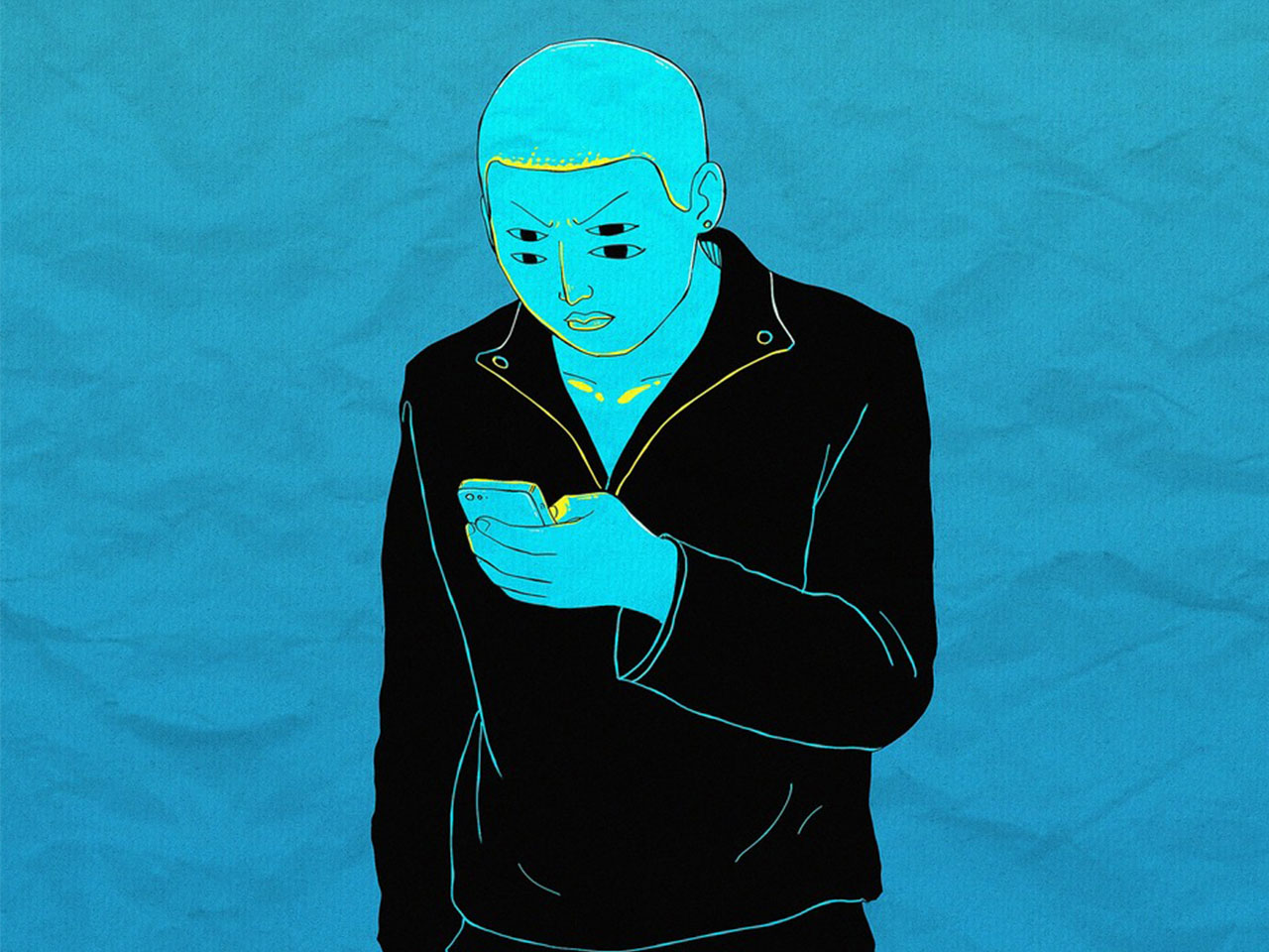 Illustration d'un adolescent sur son smartphone