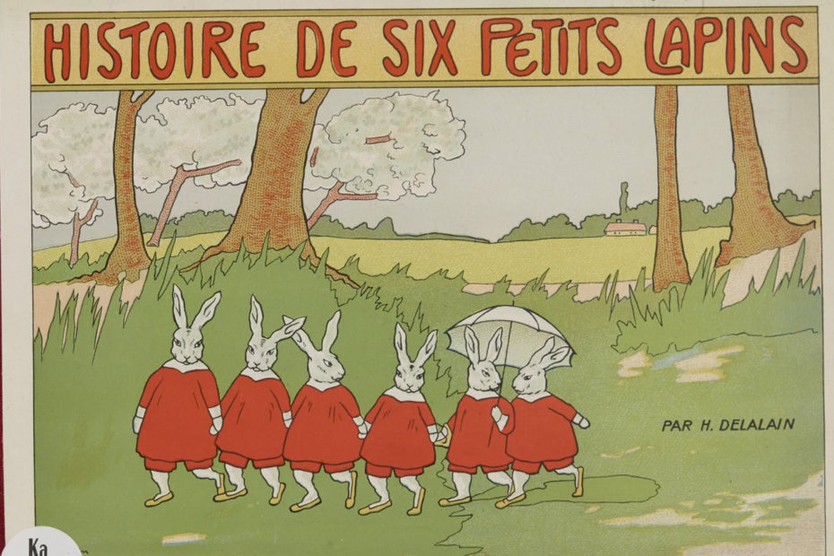 Première de couverture de l'Histoire de six petits lapins par H. Delalain