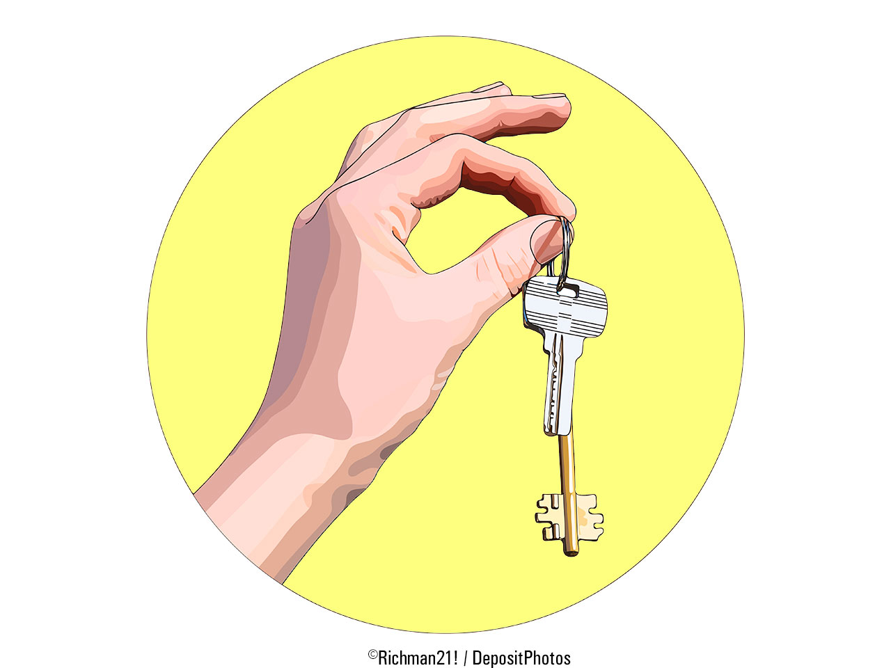 Illustration d'une main tenant des clefs