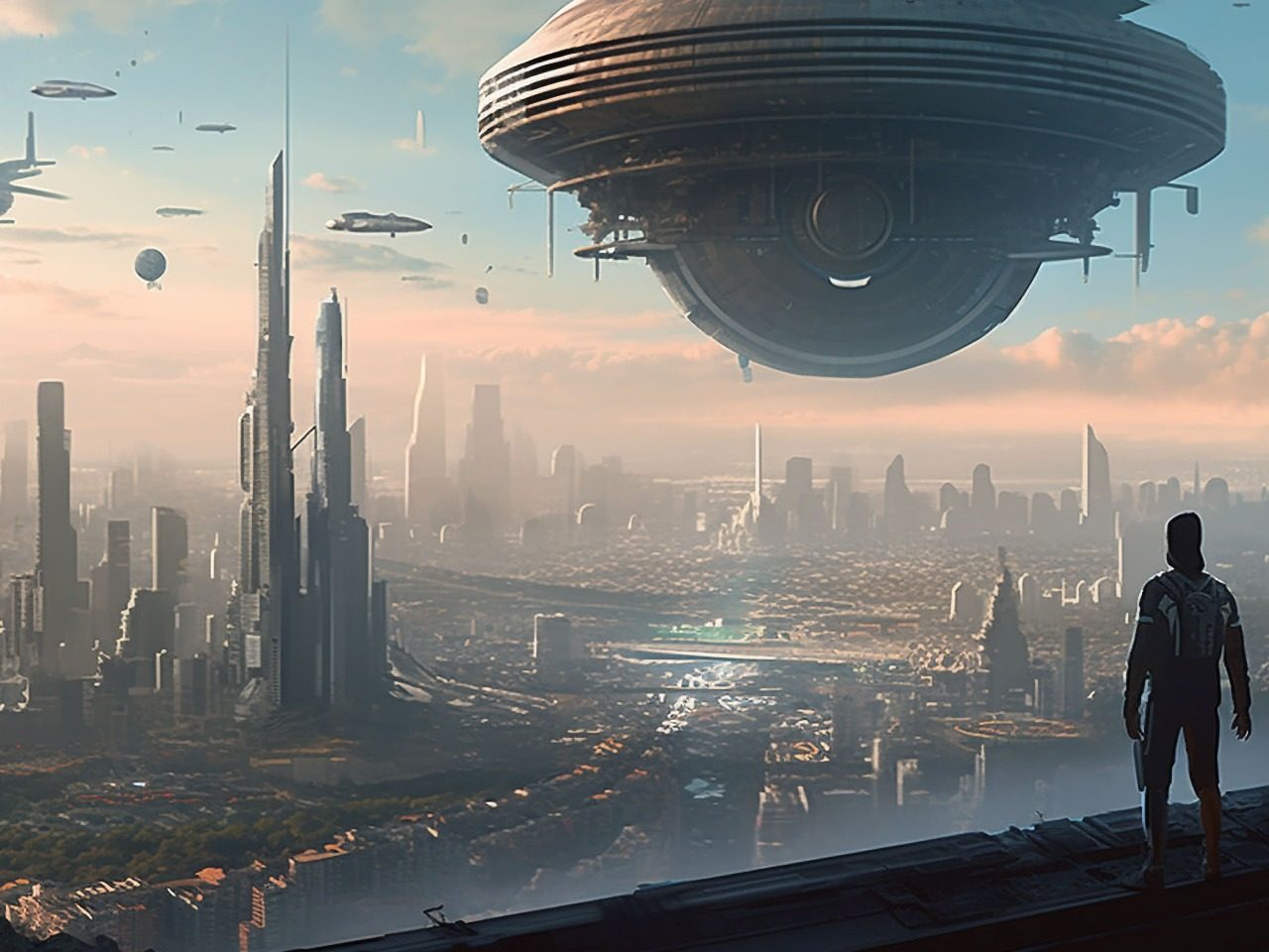 Image d'un paysage urbain de de science-fiction futuriste