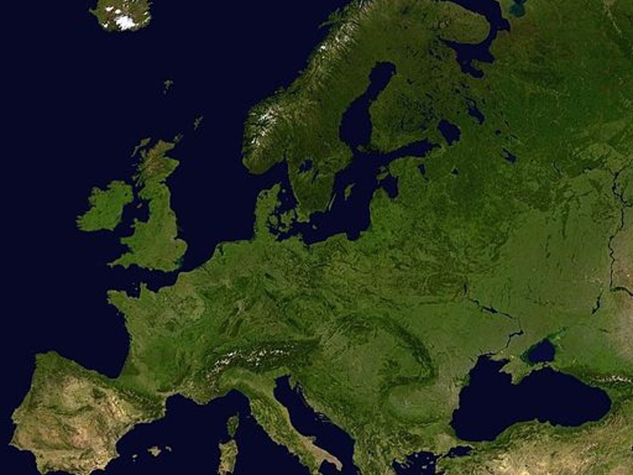 Photographie satellite de l'Europe