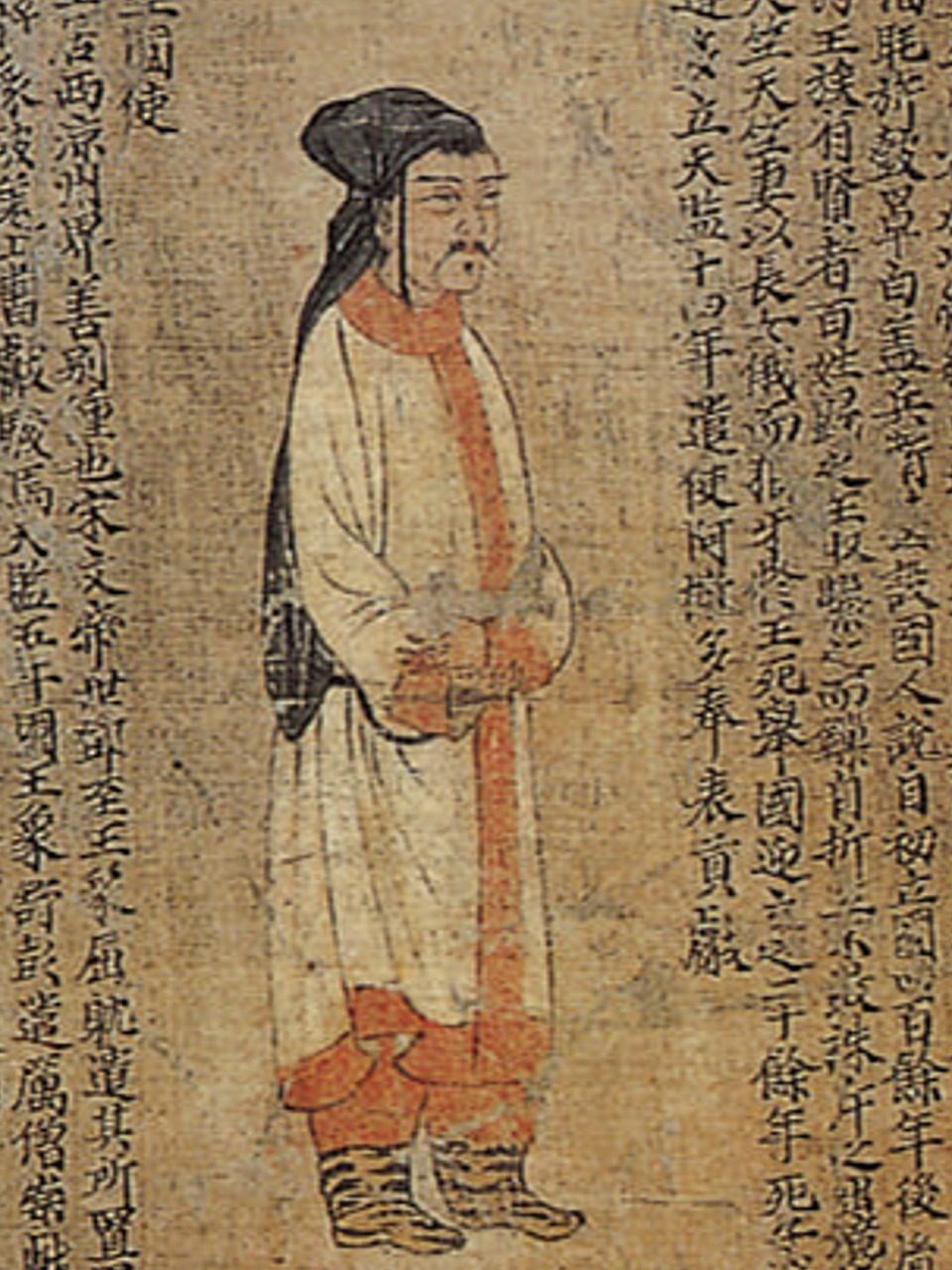 Un des portraits d'offrande périodique de Liang par Xiao Yi du 6ème siècle, Wikimedia Commons