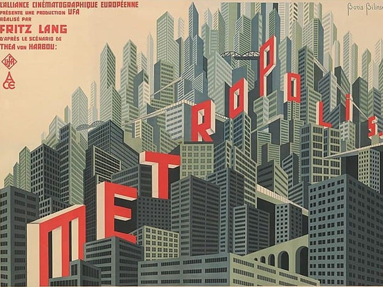 Affiche du film Metropolis de Fritz Lang, 1927 Boris Bilinski (1900-1948) Plakat für den Film Metropolis, Staatliche Museen zu Berlin