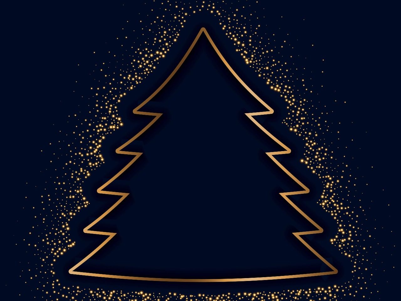 dessin de sapin de Noël en paillette sur fond bleu nuit