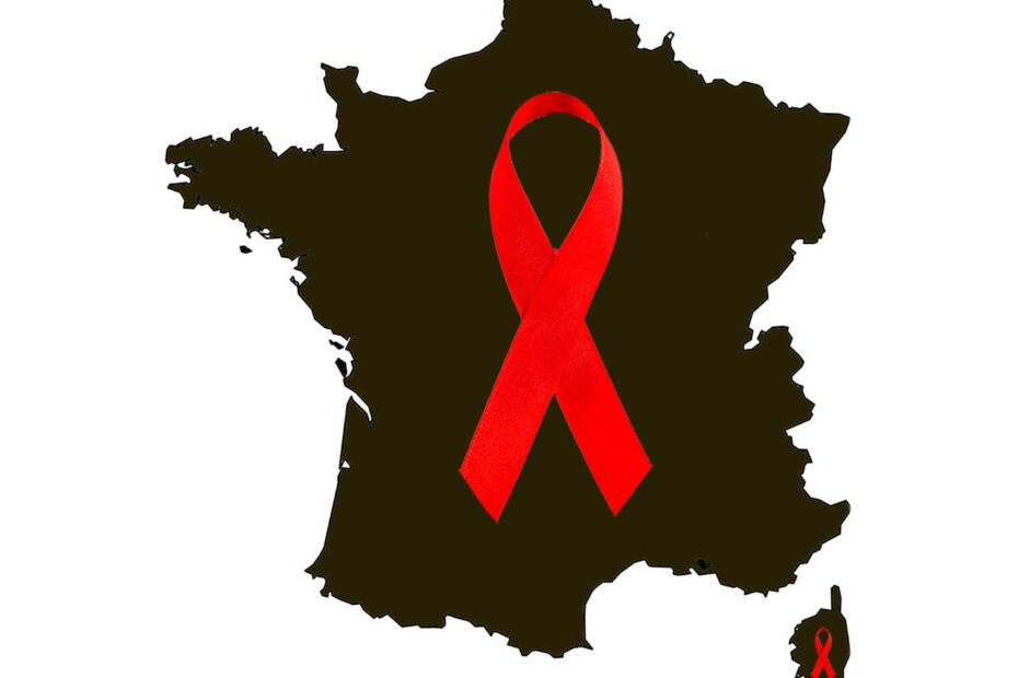 Ruban rouge Sida sur France fond noir