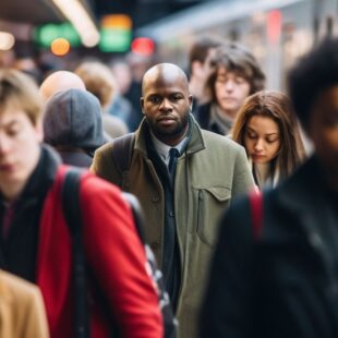 Individu au milieu d'une foule.