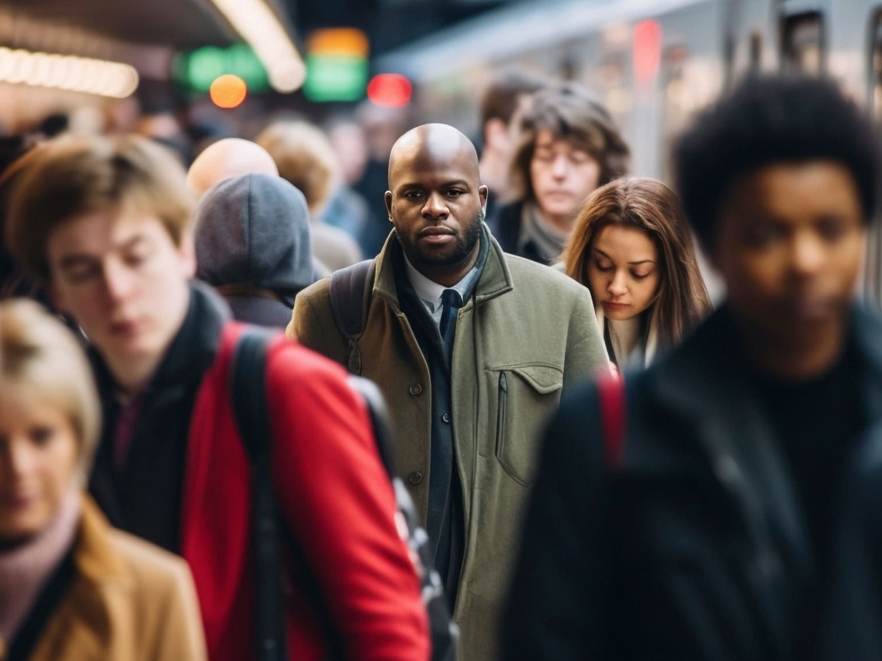 Individu au milieu d'une foule.