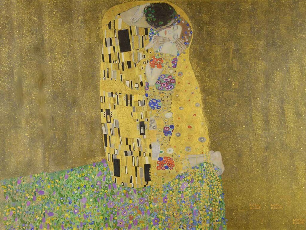 Tableau peint par Klimt ayant pour titre Le Baiser