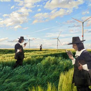 Spinoza dans champs d'éoliennes
