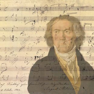 Partition manuscrite de la sonate 32 et Beethoven en filigrane