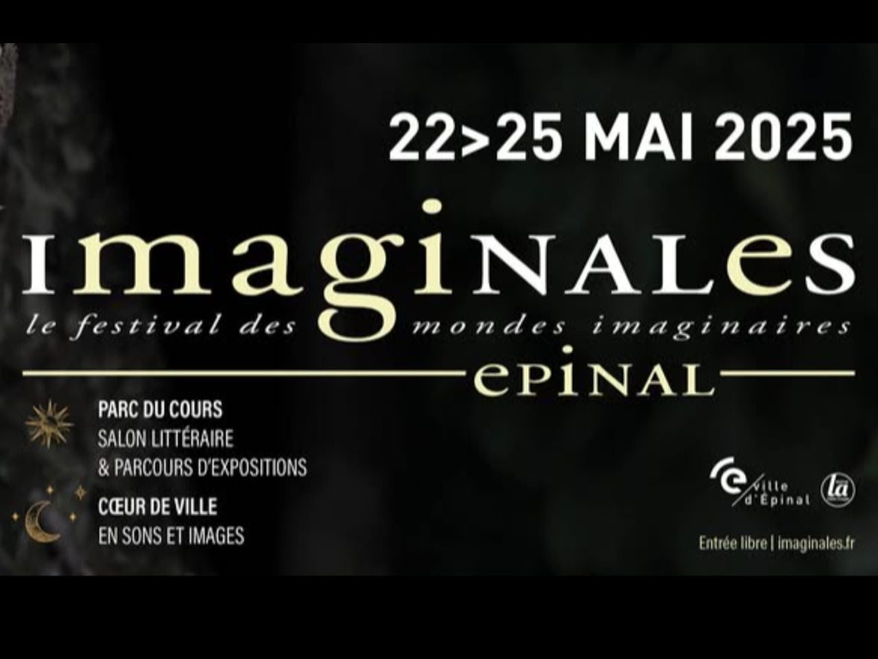 Visuel du Festival Imaginal Epinal 2025 qui a lieu du 22 mai au 25 mai à Epinal